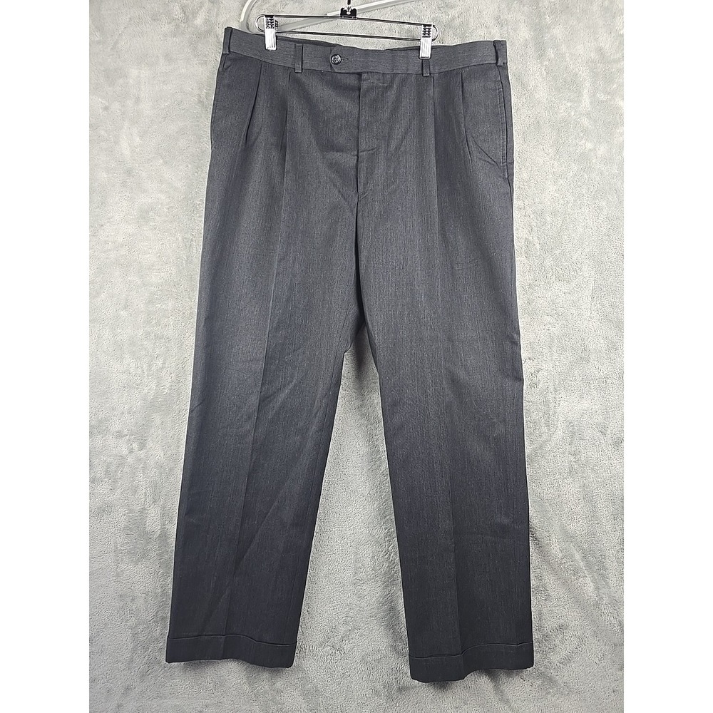 Brooks Brothers Dress Pants Mens 36x30 Dark Gray Wool Pleated Cuffed Canada‎